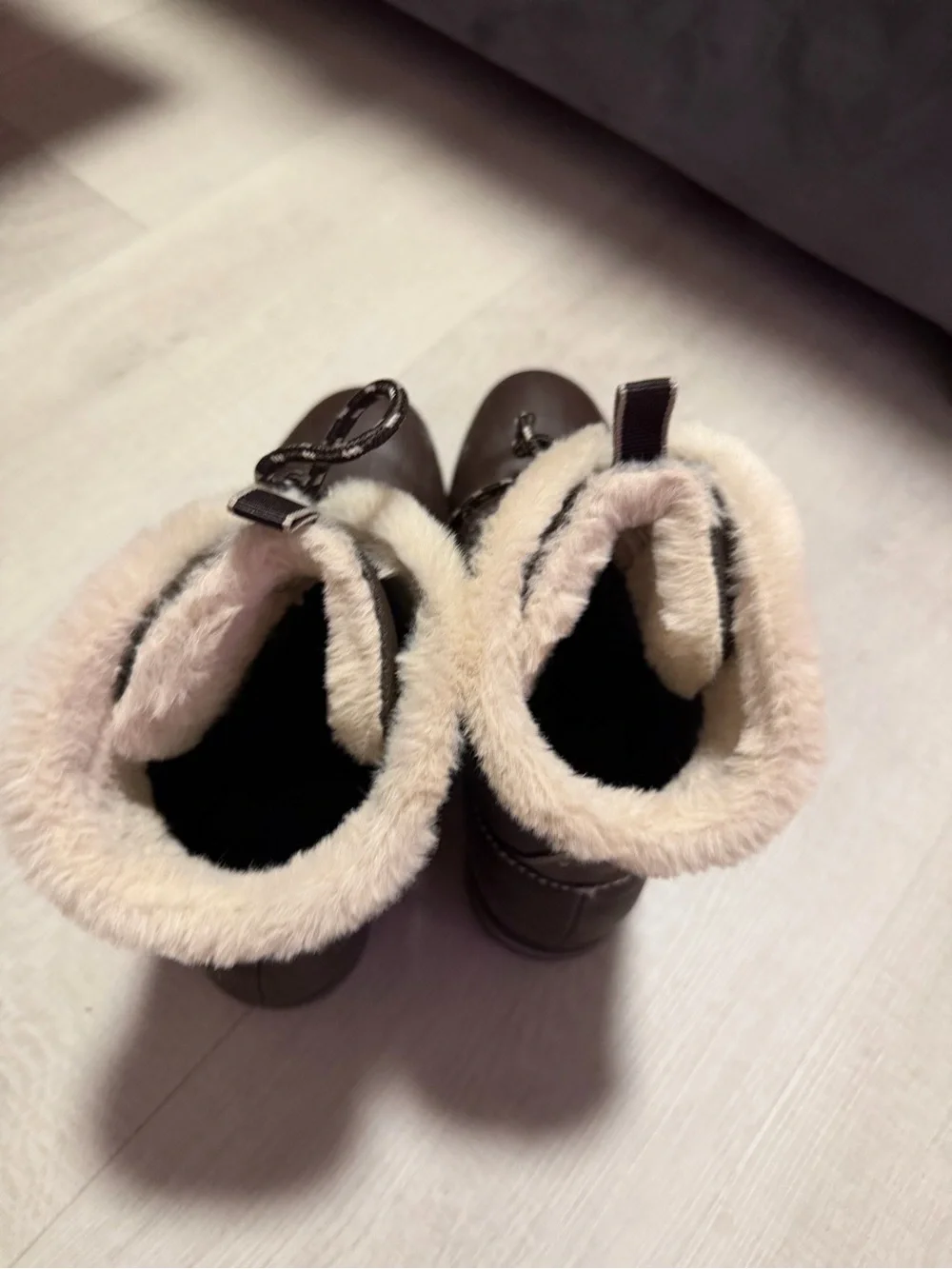 Macy's Brown Faux-Fur Trim Lace-Up Winter Boots